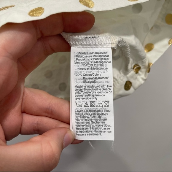 Crewcuts Dotted Polka Dot Gold White Ruffle Neck Long Sleeve Blouse Girls 8 - Picture 7 of 8